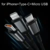 100W 3-in-1 Super Fast Charging Cable – Universal Charger with Type C, Micro USB & Lightning Connectors