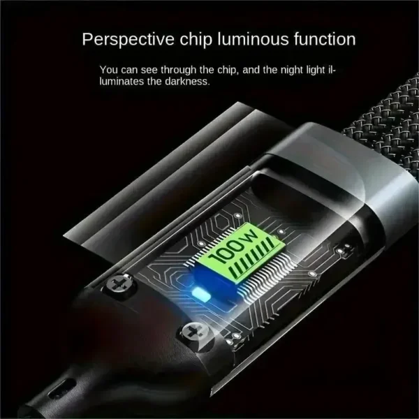 100W 3-in-1 Super Fast Charging Cable – Universal Charger with Type C, Micro USB & Lightning Connectors