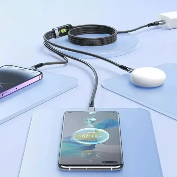 100W 3-in-1 Super Fast Charging Cable – Universal Charger with Type C, Micro USB & Lightning Connectors